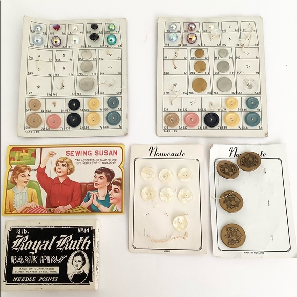 Other - VINTAGE SEWING NOTIONS-VINTAGE BUTTONS NEEDLES PINS
